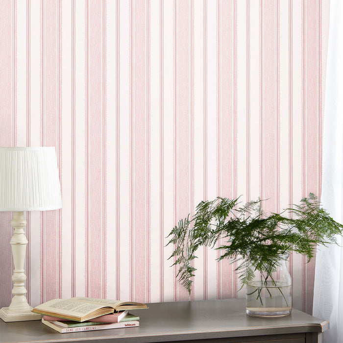 Laura Ashley Heachem Stripe Wallpaper - Blush