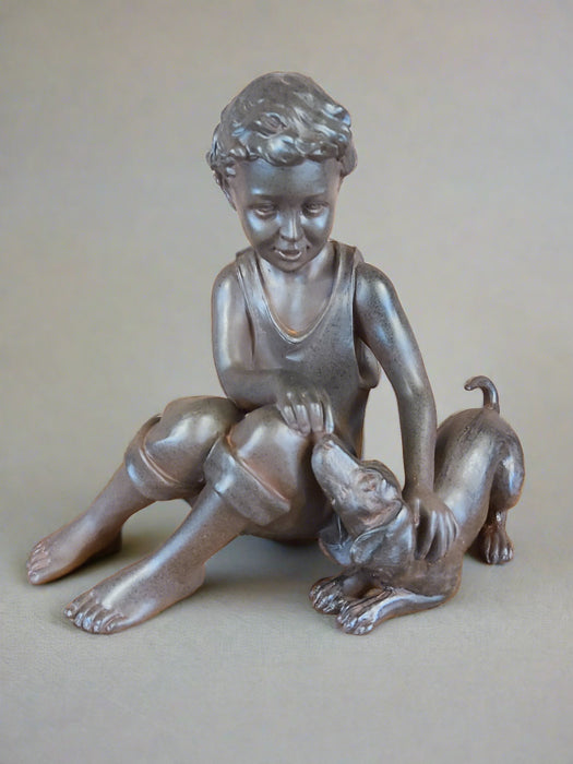 Seated Boy & Dog Figurine Sculpture - Decor Interiors -  House & Home