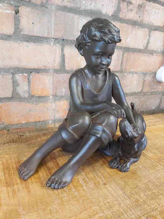 Seated Boy & Dog Figurine Sculpture - Decor Interiors -  House & Home