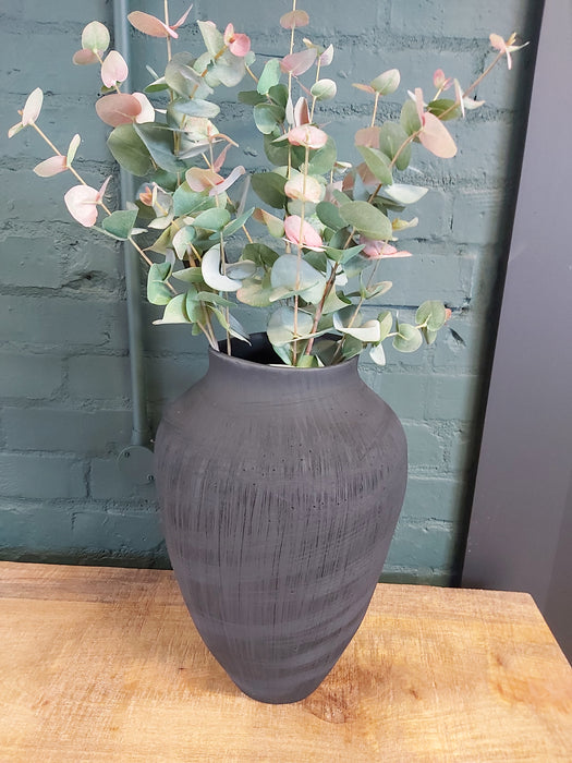 Black Textured Stone Vase - Decor Interiors -  House & Home