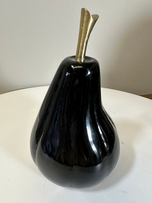 Decorative Black With Gold Glass Pear - 21 x 13 cm