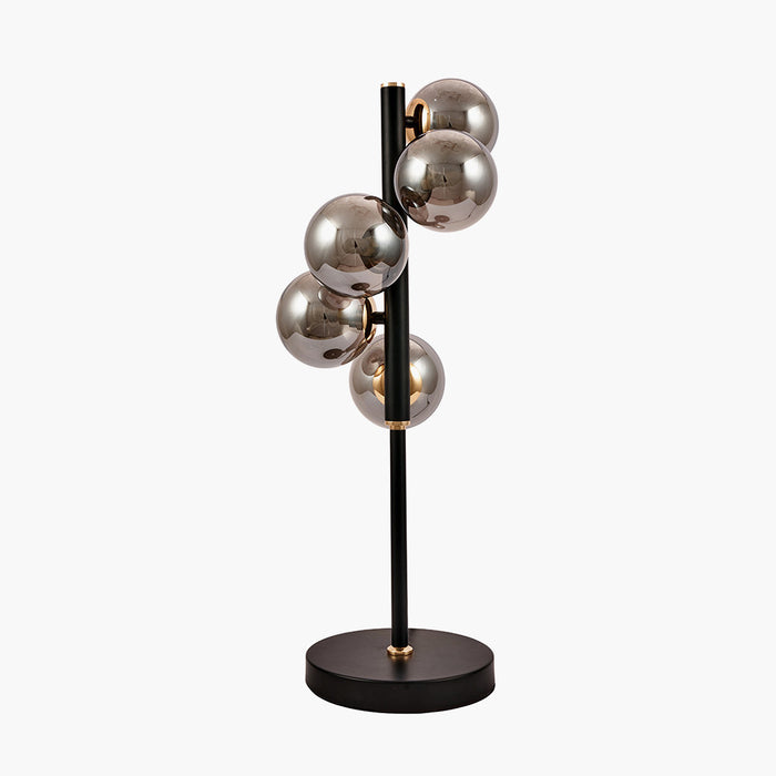 Blair Smoke Glass Ball & Black Metal Table Lamp