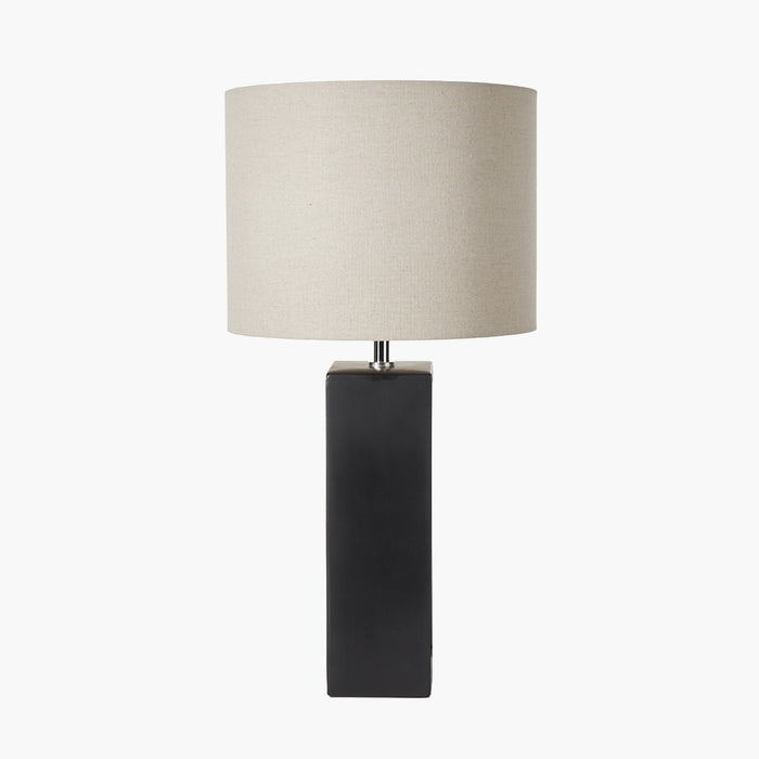 Black Ceramic Block Table Lamp With Cream Shade - 59 x 30 cm (Due Back In 23/06/24)