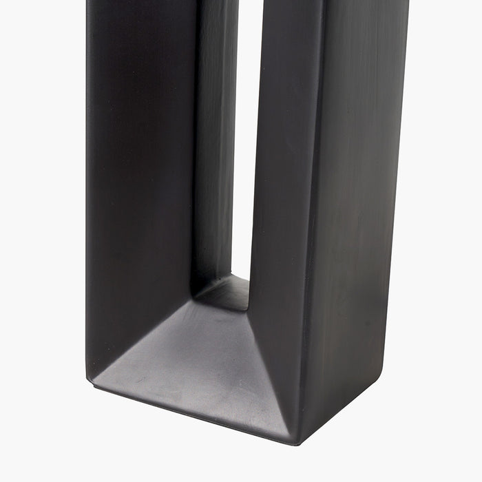 Black Ceramic Block Table Lamp With Cream Shade - 59 x 30 cm (Due Back In 23/06/24)