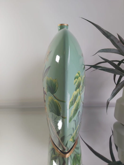 Exotic Ceramic Vase, Green, Botanical Jungle Theme