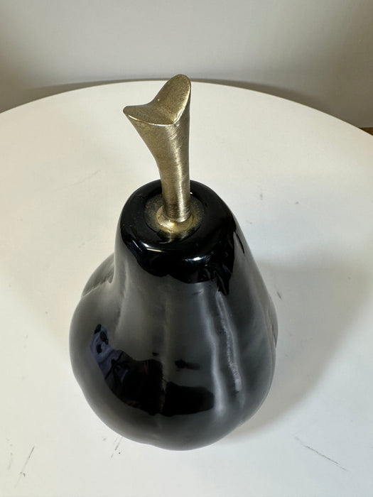 Decorative Black With Gold Glass Pear - 21 x 13 cm