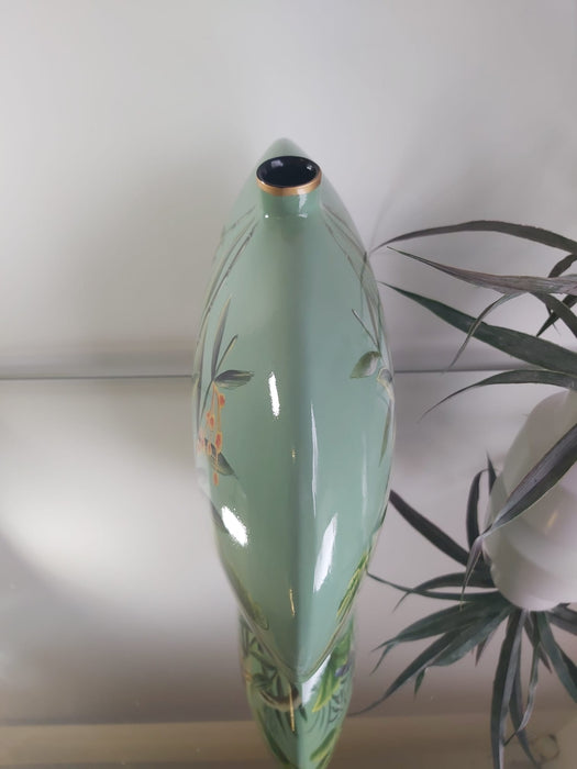 Exotic Ceramic Vase, Green, Botanical Jungle Theme