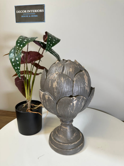 Artichoke Finial, Distressed Wood Effect