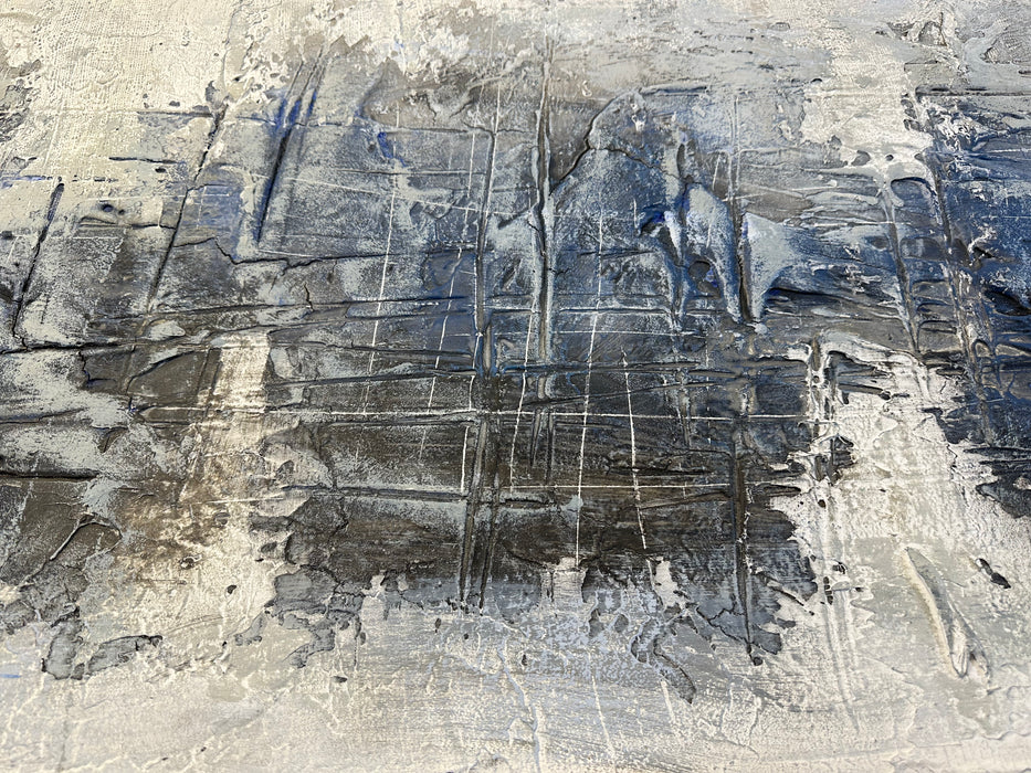 Blue / Grey Textured Abstract Canvas - 60 X 120cms