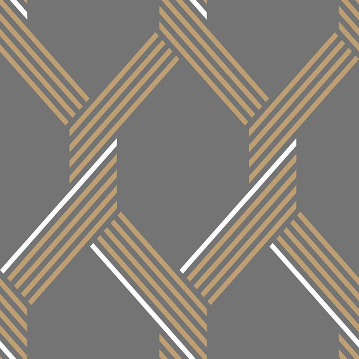 Graham & Brown Vector Graphite Gold Wallpaper