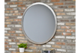 Industrial Round Wall Mirror, Metal Frame, Distressed Silver