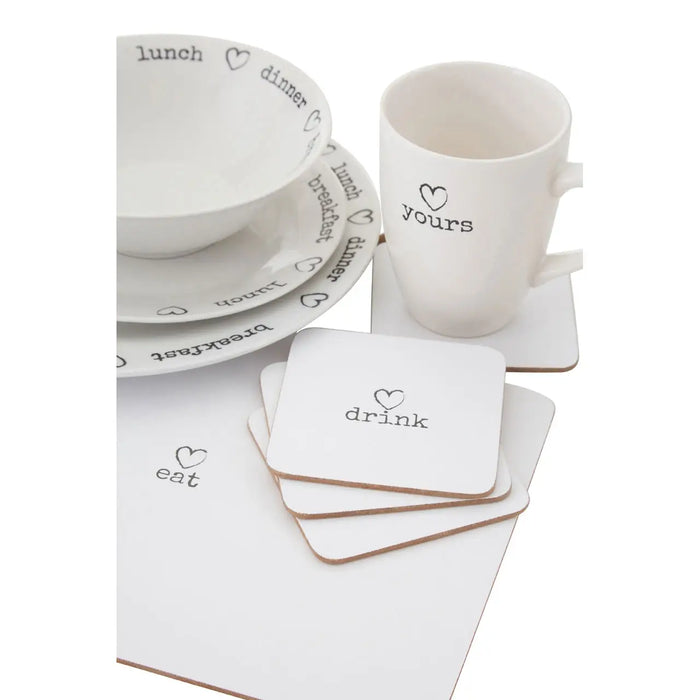 Square Drinks Coasters - White - Set of 4