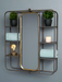 Metal Wall Mirror, Square Frame, Black Gold, Shelves 