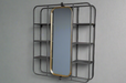 Metal Wall Mirror, Square Frame, Black Gold, Shelves 