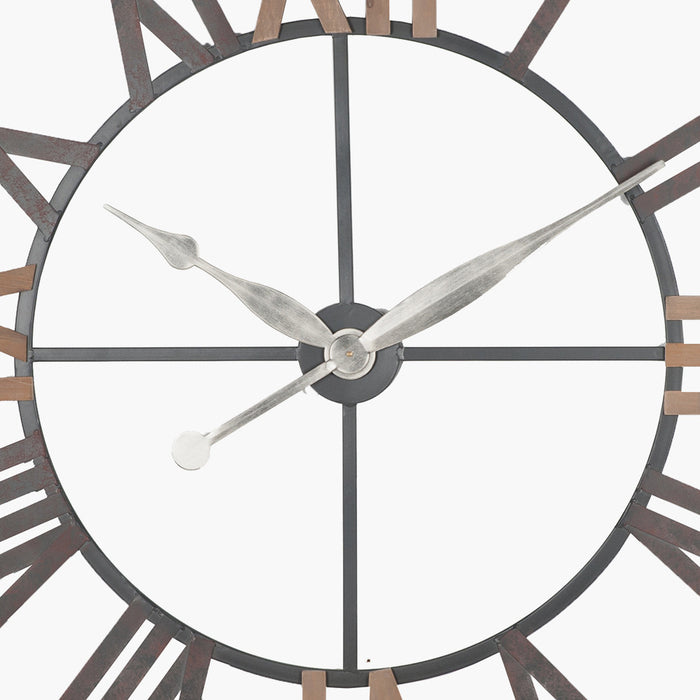 Dunston Skeleton Wall Clock, Wood, Metal, Extra Large