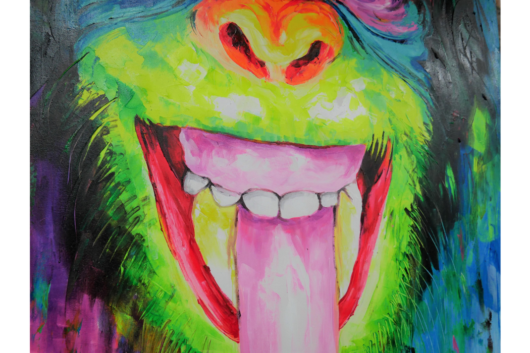 Large Colourful Animal Wall Art - Cheeky Monkey - 100 x 120 cm