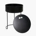 Storage Side Table, Black Metal Frame, Round Wooden Top, 52 x 38 cm