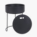 Storage Side Table, Black Metal Frame, Dark Grey Wood Top