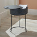 Storage Side Table, Black Metal Frame, Dark Grey Wood Top