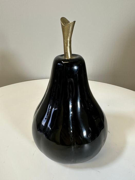 Decorative Black With Gold Glass Pear - 21 x 13 cm