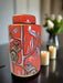 Decorative Large Coral Jar, Ceramic, Jungle Design, 25 x 14 cm