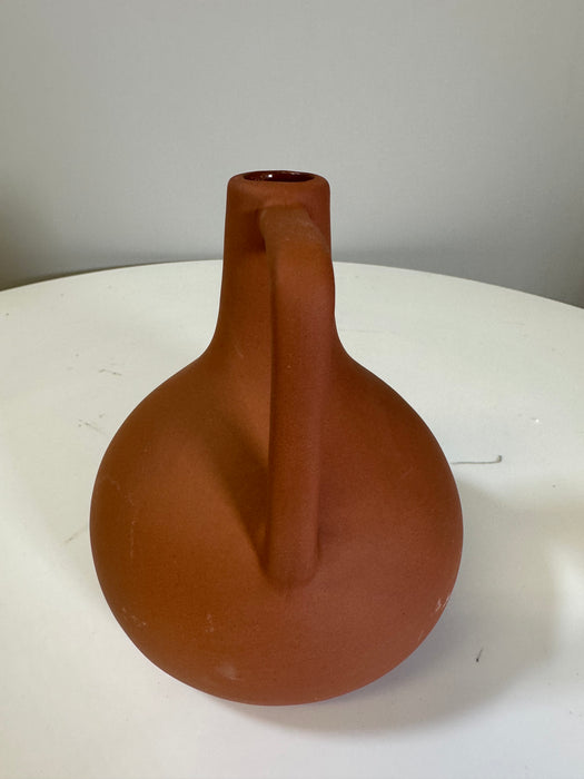 Terracotta Ceramic Vase, Handle, 15 x 12 cm