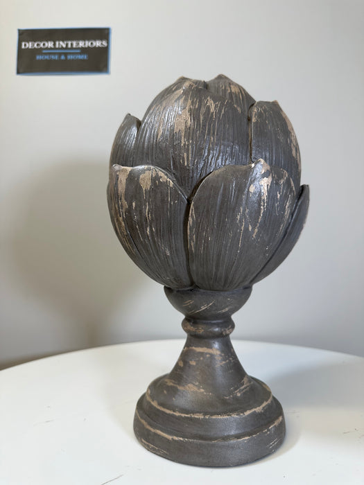 Artichoke Finial, Distressed Wood Effect