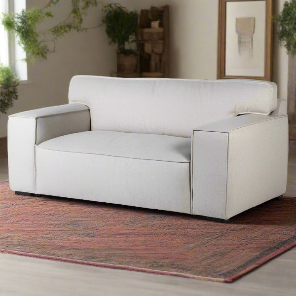 Modern Two-Seater Sofa in Cream Linen