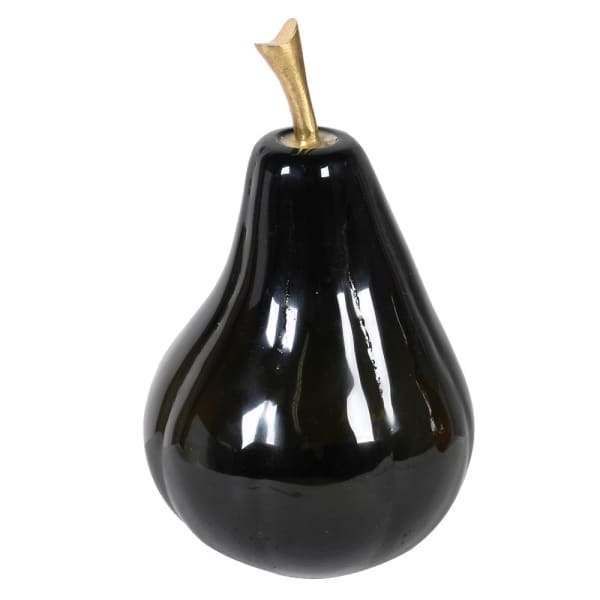 Decorative Black With Gold Glass Pear - 21 x 13 cm