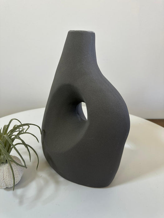 Stem Bud Vase, Dark Grey, Ceramic