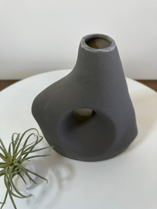 Stem Bud Vase, Dark Grey, Ceramic