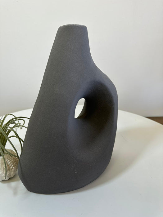 Stem Bud Vase, Dark Grey, Ceramic