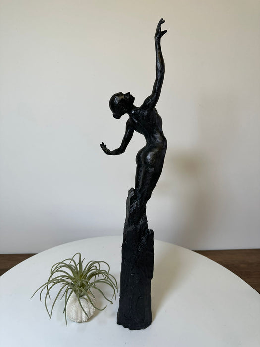 Coulter Dancing Woman Sculpture, Aged Black