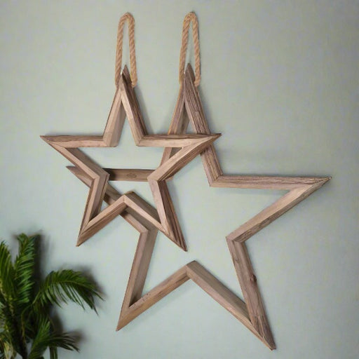 Set of 2 Rustic Wooden Stars With Ropes - Decor Interiors -  House & Home