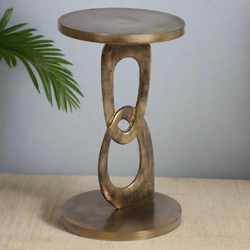 Burnished Side Table, Aged Gold Link