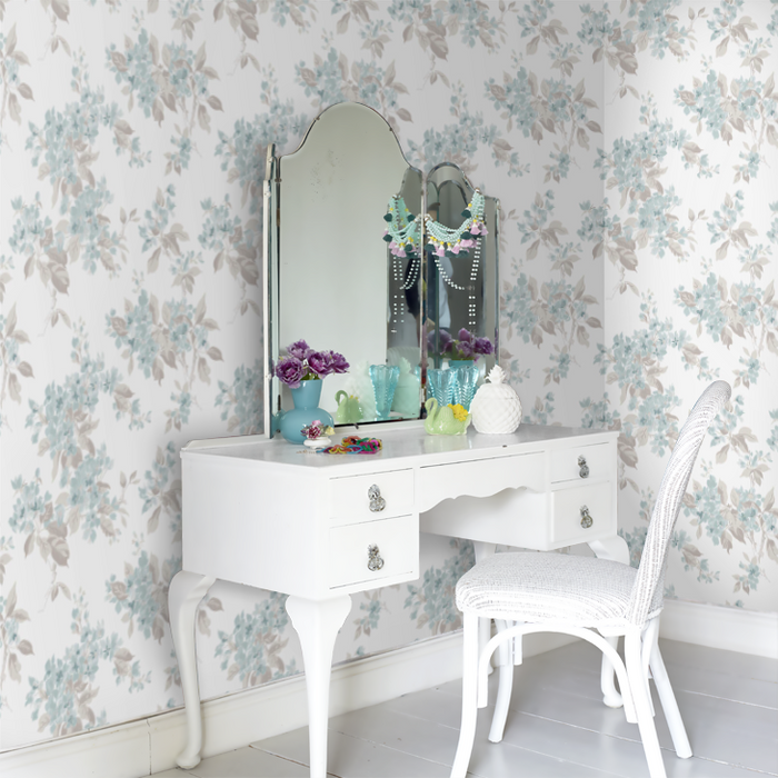 Laura Ashley Apple Blossom Wallpaper - Duck Egg — Decor Interiors
