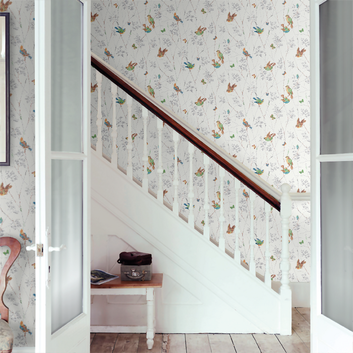 Laura Ashley Aviary Wallpaper - Natural