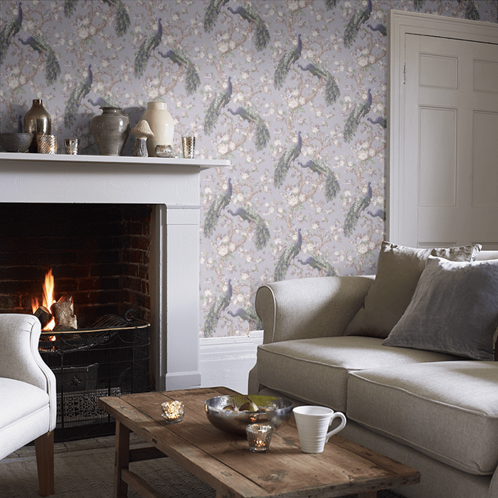 Laura Ashley Belvedere Wallpaper - Pale Iris