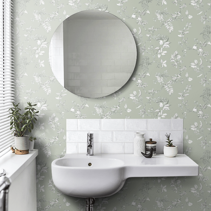 Laura Ashley Elderwood Wallpaper - Sage