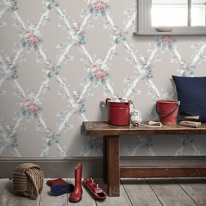 Laura Ashley Elwyn Wallpaper - Dove Grey