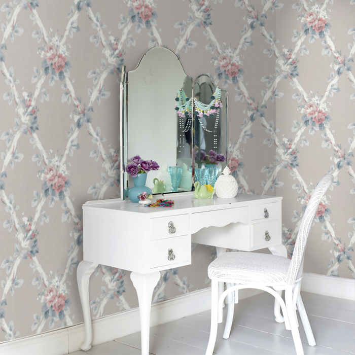 Laura Ashley Elwyn Wallpaper - Dove Grey