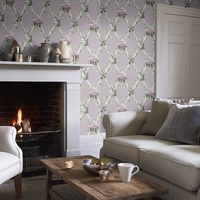 Laura Ashley Elwyn Wallpaper - Grape