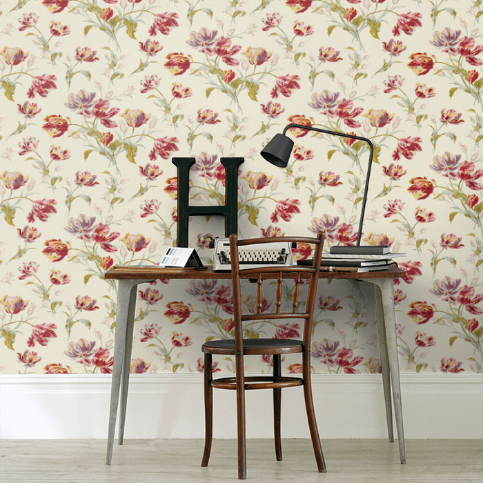 Laura Ashley Gosford Wallpaper - Cranberry