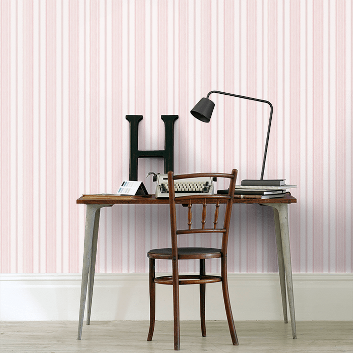 Laura Ashley Heachem Stripe Wallpaper - Blush