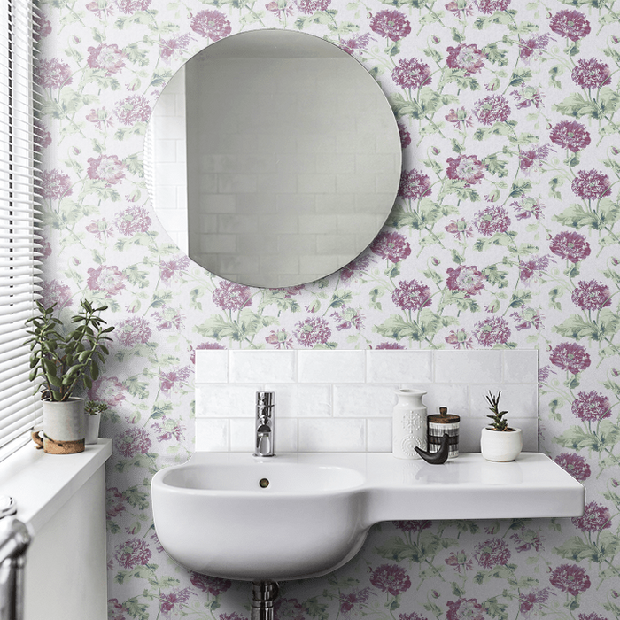 Laura Ashley Hepworth Wallpaper - Grape