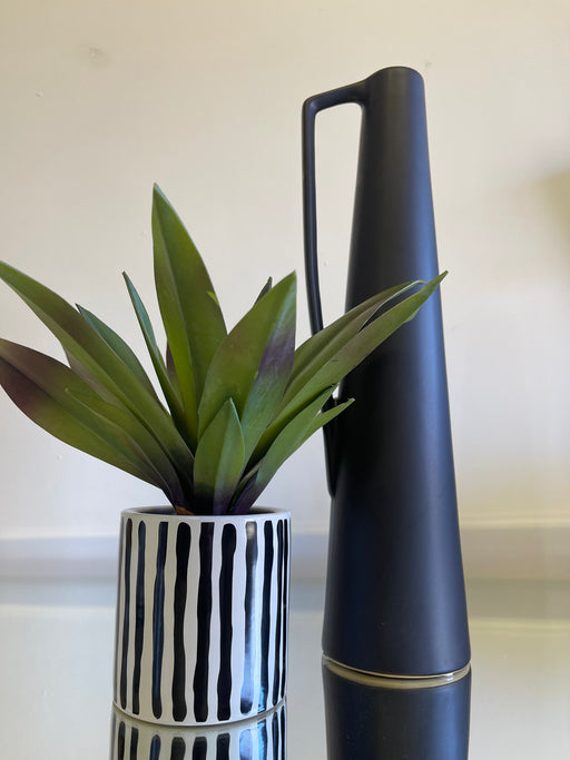 Slim Stem Bud Vase, Black Tall, Handle, Ceramic