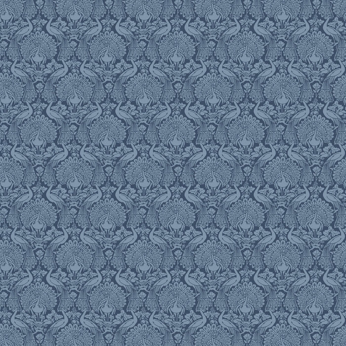 Laura Ashley Peacock Damask Wallpaper - Dusky Seaspray