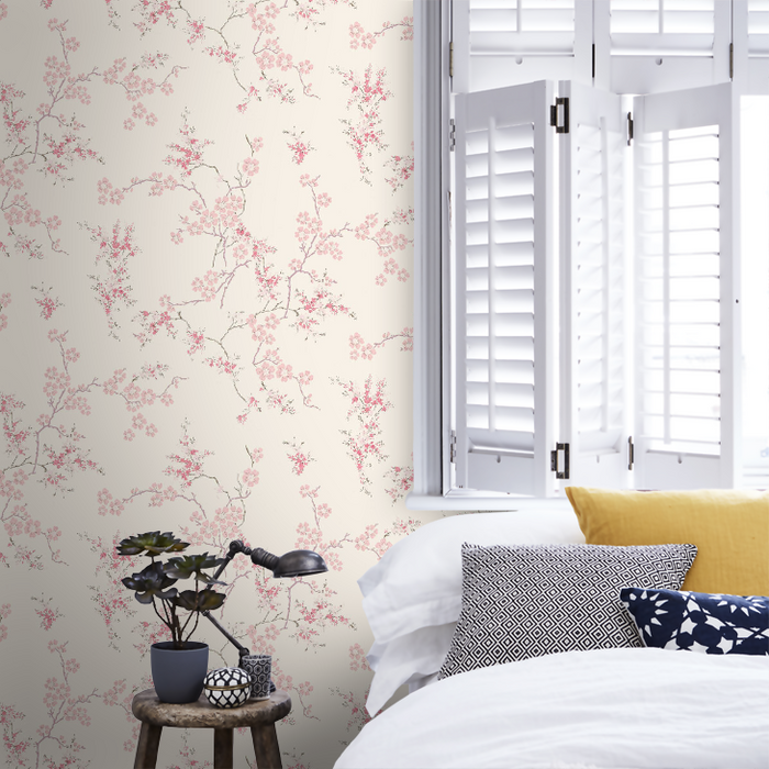 Laura Ashley Oriental Blossom Wallpaper - Blush