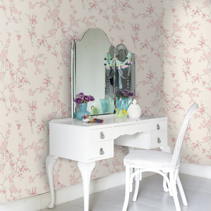 Laura Ashley Oriental Blossom Wallpaper - Blush