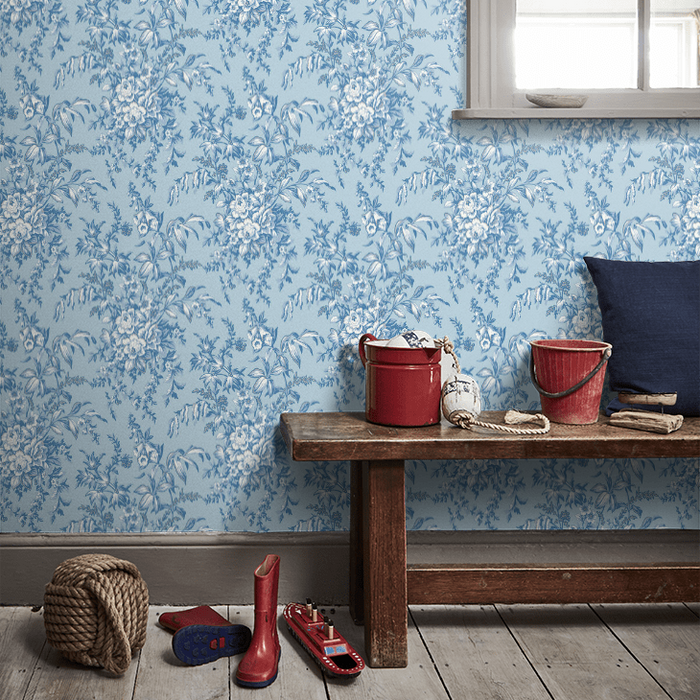 Laura Ashley Picardie Wallpaper - Blue Sky